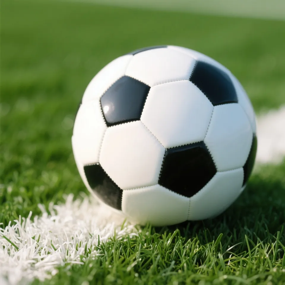 足球与草坪细节图